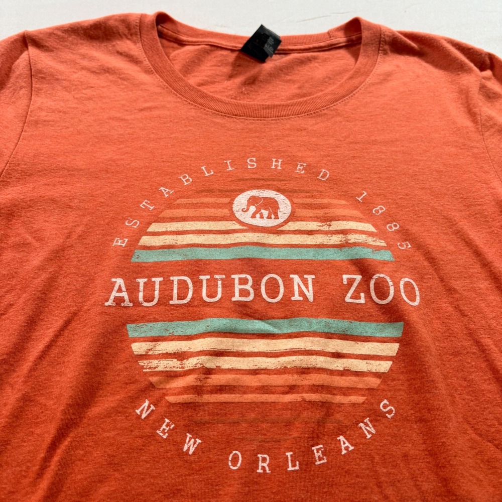 Anvil Audubon Zoo New Orleans T-Shirt Womens Small Orange Tri-Blend Graphic Tee